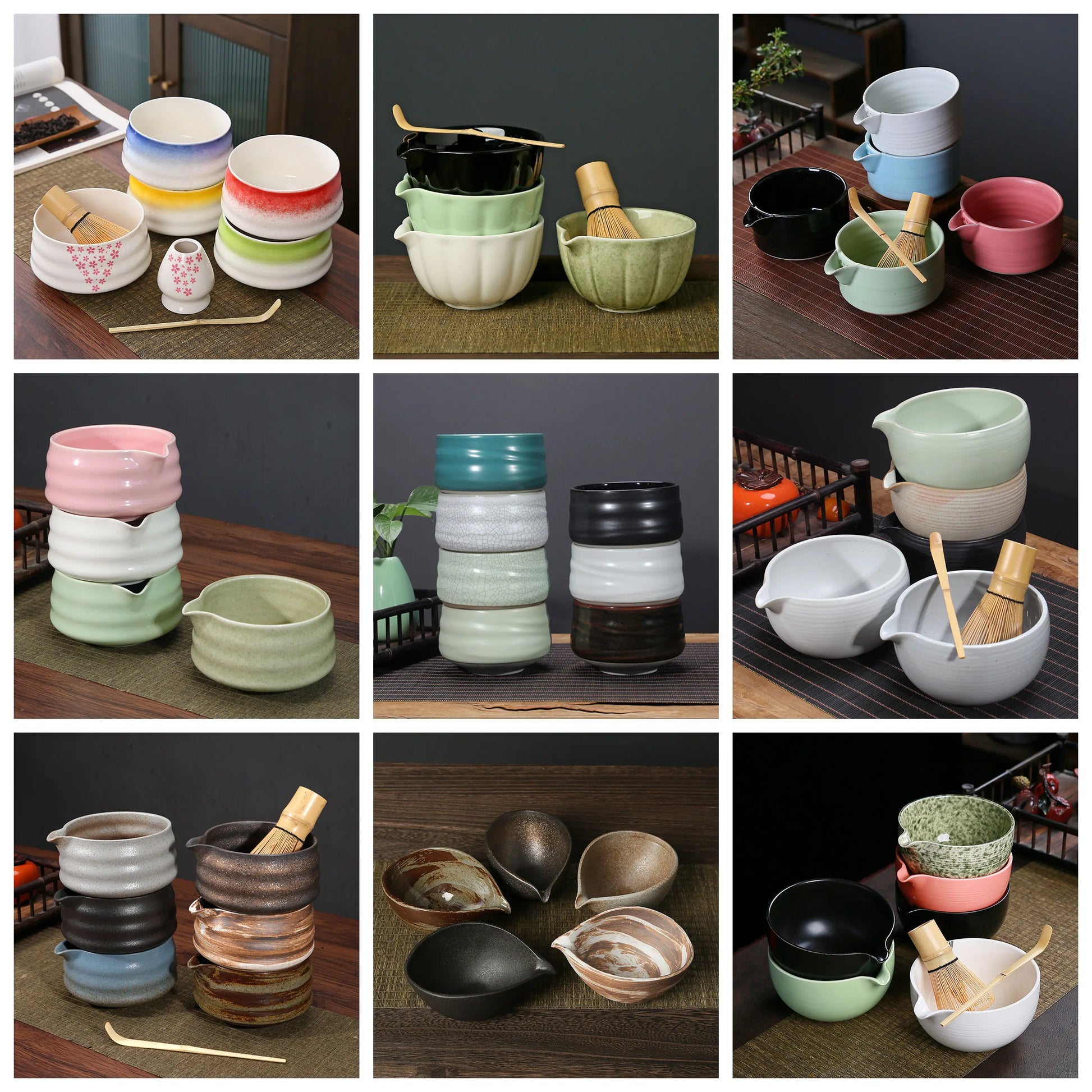 Custom Logo Handmade Matcha Ceremony Tools 4-7-9 Piece Japanese Matcha Whisk Set Customize Natural Bamboo Whisk Matcha Tea Set